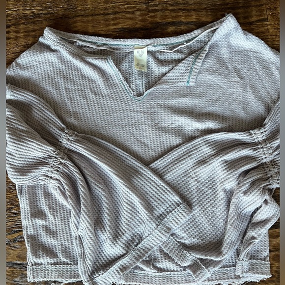 Free People light purple waffle long sleeve top size S - Picture 1 of 3